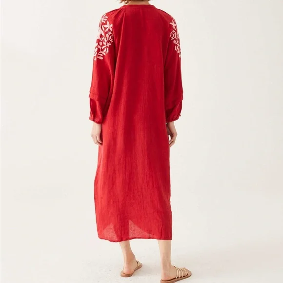 Mersea Linen Palermo Embroidered Maxi  Dress - Picture 3 of 13